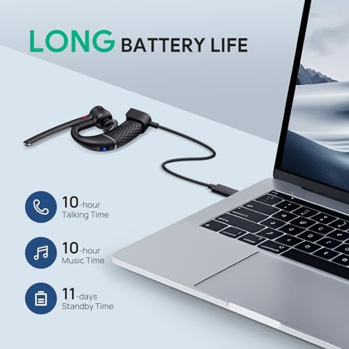 Yealink Bluetooth Headset BH71 Lite,Wireless Bluetooth Earpiece for Cell Phone，Single Ear Headset with Noise Canceling Mic for Office/Driving/Business,10Hrs Talktime,Mute - Image 6