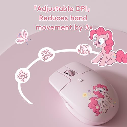 My Little Pony Silent Wireless Mouse - M03 Innovative Floating Button Design, Quiet Clicks, 3 Adjustable DPI (800/1600/3200), Dual-Mode (2.4GHz/Bluetooth), Ergonomic for Mac/Windows (Pink) - Image 4