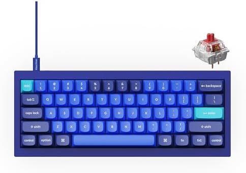 Keychron Q4 Wired Custom Mechanical Keyboard, 60% Layout QMK/VIA Programmable Macro with Hot-swappable Gateron G Pro Red Switch Double Gasket Compatible with Mac Windows Linux (Navy Blue) by Keychron