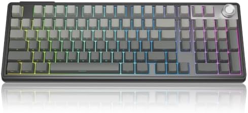 Wireless Mechanical Gaming Keyboard, Gradient Black Hot Swappable with Knob by ROYALAXE