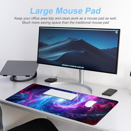 Galaxy Swirl Mouse Pad XXL – Large Extended Desk Mat with Blue & Pink Energy Nebula, Cosmic Gaming Mousepad with Non-Slip Base for PC, Office, Streamers,31.5 x 11.8 in - Image 4