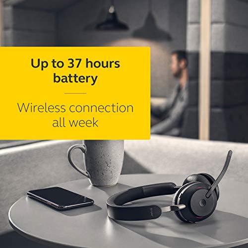 Jabra Evolve2 65 MS Wireless Headphones with Link380a, Stereo, Black – Wireless Bluetooth Headset for Calls and Music, 37 Hours of Battery Life, Passive Noise Cancelling Headphones - Image 5