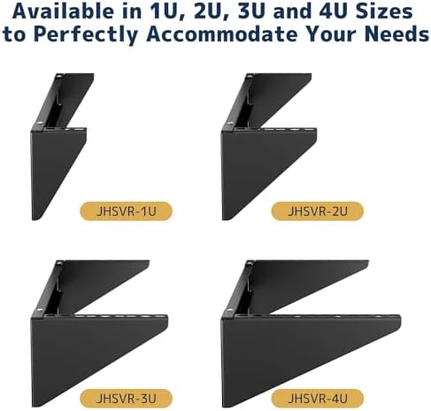 1U Vertical Wall-Mount Rack - 19" Steel Wall & Under-Desk Bracket for Server, Network Switch, or Patch Panel, Supports up to 121lbs, for Cabinet or Server Room, JHSVR-1U - Image 6