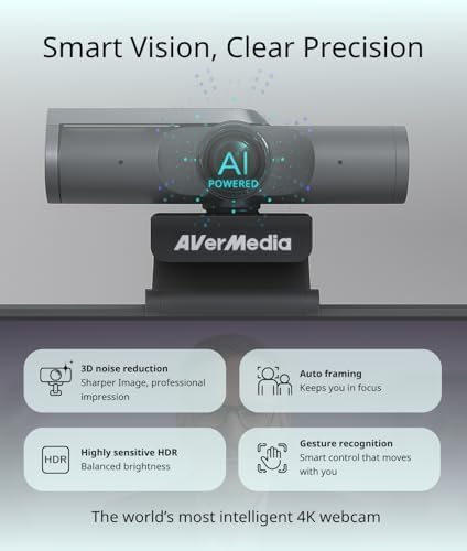 AVerMedia PW515 4K Ultra HD Business Webcam with Microphone for PC/Desktop/Laptop/Mac, with AI Auto Framing for Streaming, Meeting, Video Calls, Sony Sensor, Works with Teams, Zoom, Google Meet, OBS - Image 4