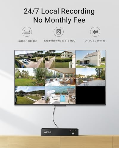 Anlapus 8CH 4K Security Camera System with Audio, 8pcs 8MP Wired CCTV Cameras Outdoor Indoor, AI Person/Vehicle Detection, Night Vision, H.265+ DVR with 1TB Hard Drive, 24/7 Recording, No Monthly Fee - Image 6