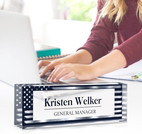 Custom Name Plate for Desk, Personalized Desk Name Plate on Clear Acrylic Glass, Appreciation Gifts for Teacher Employee Boss Coworkers Nurse, Office Desk Accessories for Women Men (Navy Blue) - Image 3