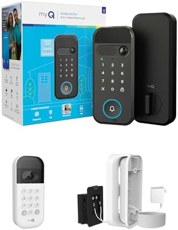 myQ Secure View™ 3-in-1 Smart Lock Deadbolt + Garage Door Video Keypad + Power Adapter Kit with Custom PIN Codes, Keyless Entry, 2K HDR Doorbell Camera, App Control, Color Night Vision & Two-Way Audio by Chamberlain%7CmyQ