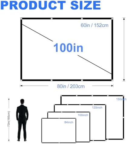 Projector Screen 100 INCH, DUYIKJ Foldable Washable Portable Rear Front Projector Screen 4K Indoor Outdoor 4:3 HD Projection Movies Screen for Backyard Home Theater Office - Image 5