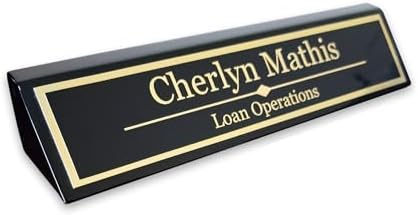 Gem Awards Custom Name Plate for Desk, Black Piano Insert, 2x8 Inch - Image 2