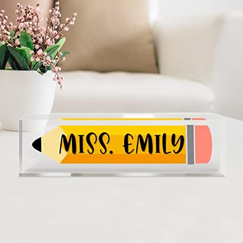 Teacher Office Desk Name Plate Personalized, Custom Name Plates for Desks, Teachers Office Desk Decor, Clear Acrylic Glass Block, Personalized Office Gifts for Teachers Laywers, Appreciation Gifts - Image 2