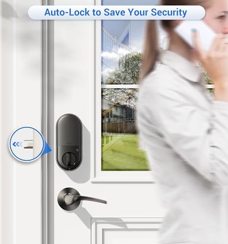 Veise RZ07B Fingerprint Smart Lock with 2 Lever Handle Set, Matte Black - Image 3