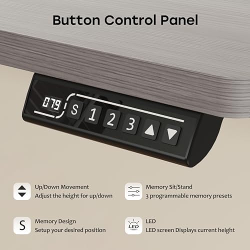 Electric Standing Desk, 48×24 Inch Home Office Desk, Grey - Image 6