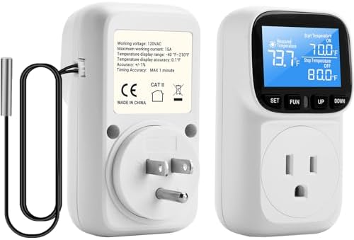 Diymore 1800W Plug in Digital Thermostat Temperature Controller Electric Thermostat Outlet Heating Cooling Control Mode Timer 120V 15A -104 ℉~210 ℉ Greenhouse with Thermostat Pool Thermometer - Image 7