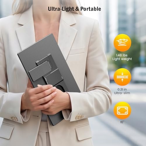 16" 16:10 1200P FHD Portable Monitor 360° Rotating Stand Laptop Extender - Image 6