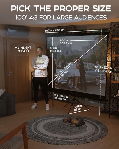Projector Screen with Stand 100 inch 4:3 for Movies & Presentations - Image 3