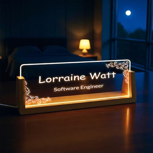 Custom Desk Name Plate,Light Up Acrylic Office Sign, Personalized Gift for Boss Coworker Teacher, Employee Appreciation Award, Home Office Decor - Image 6