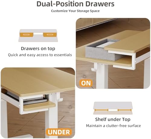 Seang Electric Standing Desk with 2 Drawers, 55 Inch, Natural - Image 4