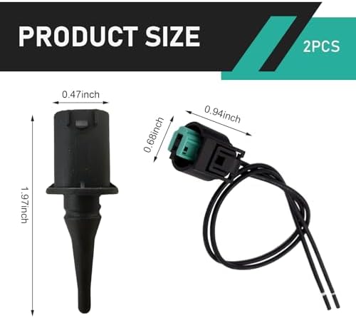 2 PCS Outside Ambient Air Temperature Sensor and Plug Kit,Import Direct Ambient Temp Sensor Connector, OEM #0075421318 0005428418 5S11829, Compatible with Benz (Black) - Image 2