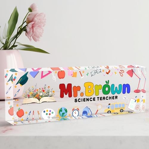 Custom Desk Name Plate Personalized, Acrylic Name Plate for Desk, Office Desk Decor for Women and Men, Employee Appreciation Gifts Office Gifts for Boss, Manager, Teacher, Nurse, MYZDA28 by AeekdookWoodenPuzzles