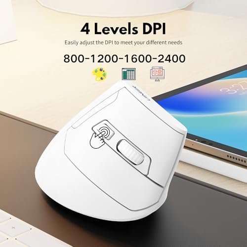 Uineer Ergonomic Vertical Mouse, 2.4G Wireless Mouse, Rechargeable, 4-DPI - Image 4