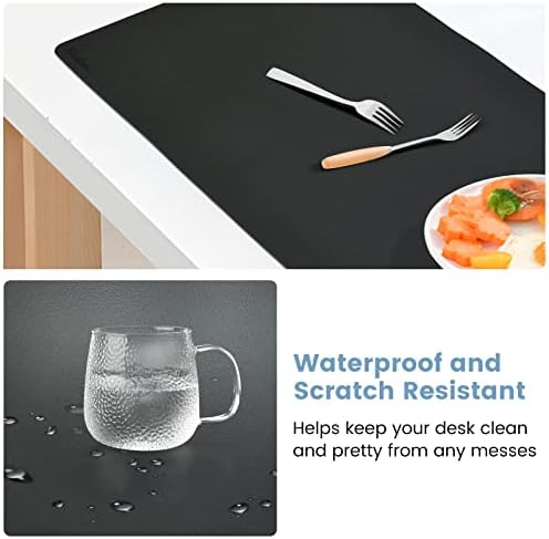 Desk Mat Wireless Charging Mouse Pad Large 32x16 Journey Desk Pad Mat with Wireless Charger Waterproof Black Leather Computer Mat with Phone Charger Mousepad Non-Slip for Keyboard and Mouse - Image 3