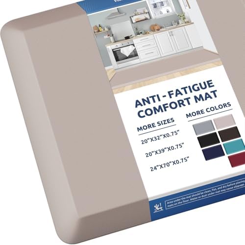 KitchenClouds Kitchen Mat Cushioned Anti Fatigue Rug 24"x70" Water Resistant, Non Slip, Standing and Comfort Desk/Floor Mats for House Sink Office (Khaki) by KitchenClouds
