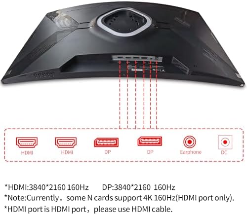 ZZA 32 Inch 4K Curved Gaming Monitor 165Hz, Built-in Speakers, 1500R Curvature, UHD 3840 × 2160p VA Panel, Supports AMD FreeSync, HDR10, HDMI and DisplayPort, 120% sRGB Color Gamut, Wall-mountable - Image 7