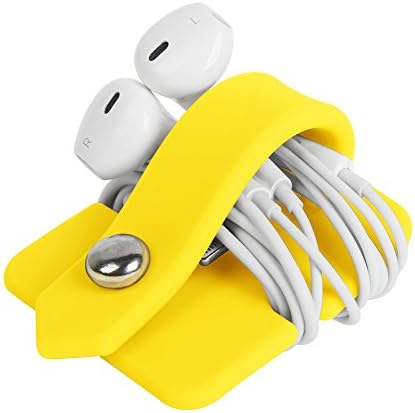 Portable Electronic Device Cover Cord Organizer for Earphones, Yellow - Image 2