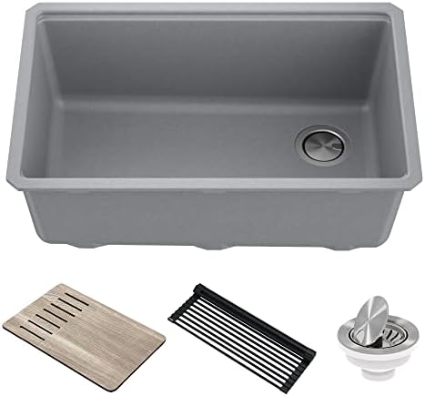 KRAUS Kitchen Sink Bellucci 29” Undermount Workstation Granite, Metallic Gray, Accessories, KGUW2-30MGR by Unknown