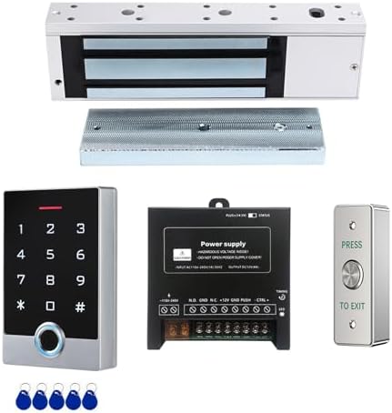 Fingerprint Door Access Control Kit with 1200lb Magnetic Lock, IP68 Keypad by YUHANUS