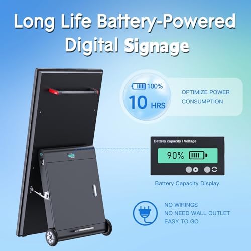 MWE 43 Inch Outdoor Digital Signage Display Monitor, Portable Battery Powered 2000Nit High Brightness Screen Advertising Display Kiosk, Movable Waterproof Standing Poster, Android OS - Image 5
