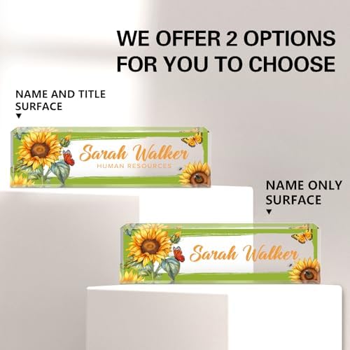 Name Plate for Desk, Desk Name Plate Personalized, Office Decor for Women Men, Acrylic Desktop Accessories, Office Appreciation Gifts for Boss Social Workers Nurse Teacher Employee (Sunflowers) - Image 2