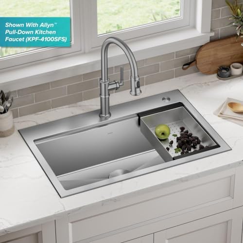 KRAUS Kore 32-Inch Drop In/Undermount Workstation 18 Gauge Single Bowl Stainless Steel Kitchen Sink with Accessories, KWT300-32 - Image 2
