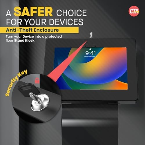 CTA Digital Premium Kiosk Floor Stand - Locking Floor Stand Kiosk - iPad 7th/8th/9th Gen 10.2" - Pro 11", 5th & 6th Gen, Surface Go, Galaxy Tab S5E & More (PAD-PARAF) - Image 3
