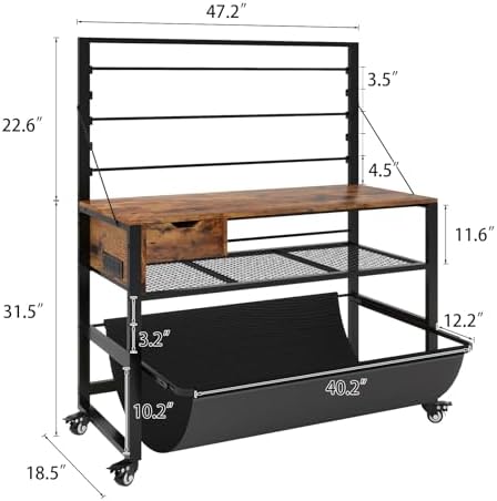 Natwind Wide Format Printer Stand, Plotter Workbench Table,Retro - Image 4