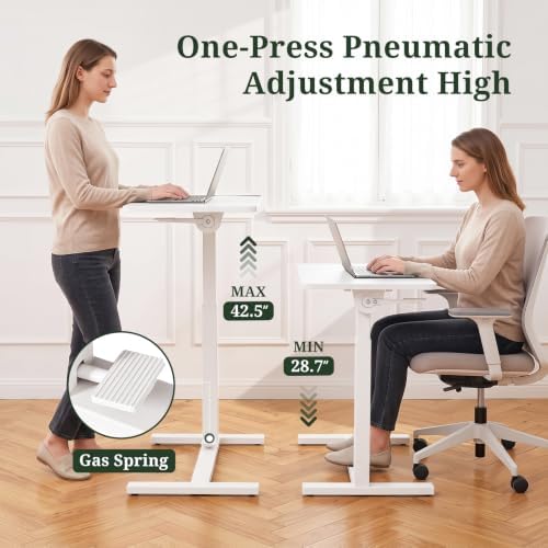 Overbed Bedside Table with Wheels, Foldable Rolling Desk Adjustable Height - Image 4