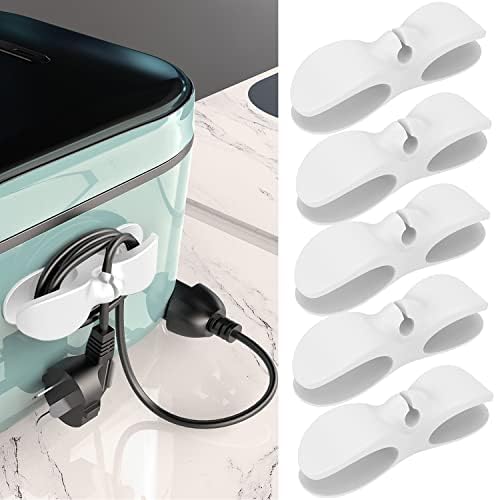 Cord Organizer for Appliances, 5 Pack Upgraded Cord Holder Cord Winder Stick Firmly on Kitchen Mixer, Blender, Coffee Maker, Pressure Cooker, Air Fryer and Small Appliances(White) by ELECTRONICSORGANIZATION