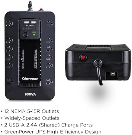 CyberPower SX950U UPS Battery Backup, 12 OUTLETS, 950 VA, 890 J - Image 2