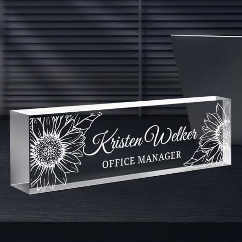 Custom Engraved Name Plate for Desk, Acrylic Desk Name Plate Personalized by Spricoz