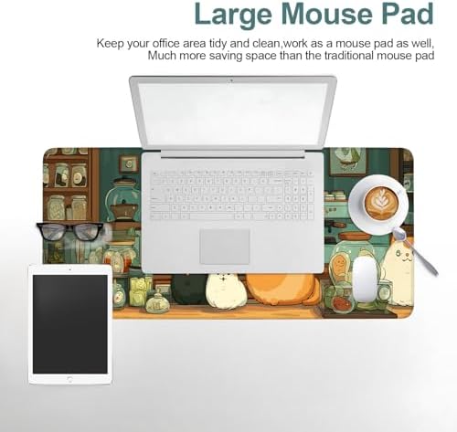 Cute Cat Gaming Mouse Pad 31.5"x11.8" Large Extended Pad Desk Mat Anti-Slip Rubber Base & Durable Stitched Edges for Gamers Smooth Mouse Pad Writing Surface for Desk Office/Home - Image 7