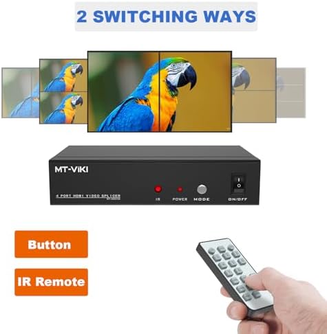 MT-VIKI 4K 2x2 Video Wall Controller, HDMI TV Wall 2x2, Support 4K@30Hz Input & Output, 8 Display Mode 1x2/1x3/1x4 - Image 5