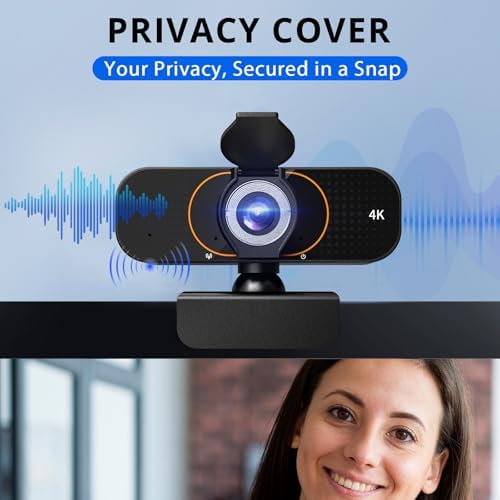 Webcam for pc, Camera for Computer/Laptop/Light Correction/Microphone, Web cam for Streaming/Gaming/Online Classes/Conferences/Video Callings,Updated HD 4K Webcam - Image 3