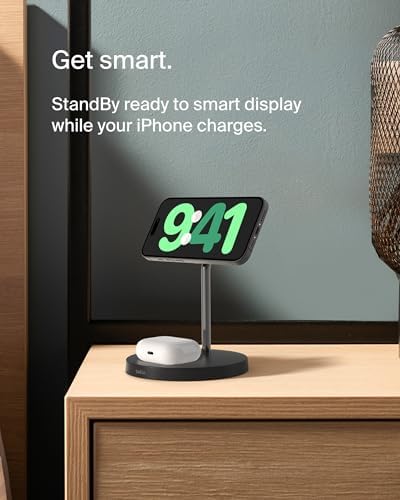 Belkin MagSafe 2 in 1 Wireless Charging Stand, Fast Charger - Image 2