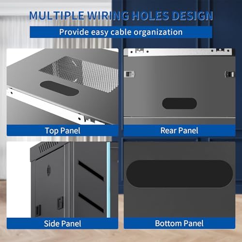 12U Wall Mount Network Cabinet, Lockable Mesh Door Server Rack Enclosure, 19" IT Equipment - Image 4