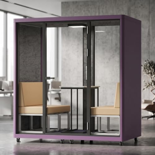 Soundproof Office Pod with 4 Person Glass Design (Purple) by Unknown