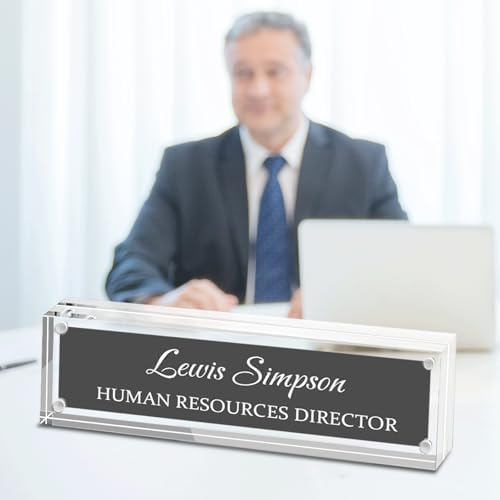 Desk Name Plate Personalized, Desk Double sided pattern Name Plate Personalized Office Desk Decor for Women and Men , Teacher Nurse Boss Employee Appreciation Gifts (transparent, fixed pattern) by Unknown
