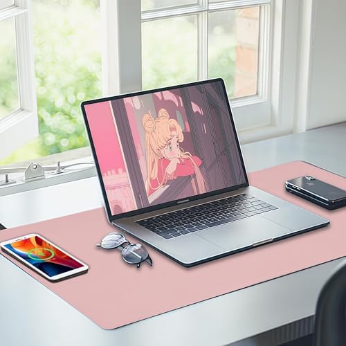 Desk Mat with Wireless Charging, Pink Mouse Pad with Wireless Charger, Desk Pad Matt for Desktop, Mousepad Gaming Large Mouse Pad, Leather Compute for Keyboard and Mouse, 32" x 16" - Image 6