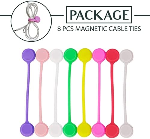 Magnetic Cable Ties 8 Pcs, Reusable Silicone Twist Ties for Desks - Image 4