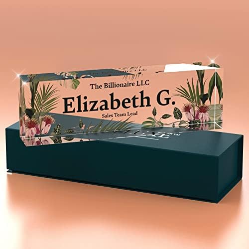Desk Name Plate Personalized, Custom Name Plates 2½/x8 Inches, Thick Crystal-Clear Acrylic, Gift Box, Office Desk Decor. USA Made by ACRYLUXE (Garden) - Image 3