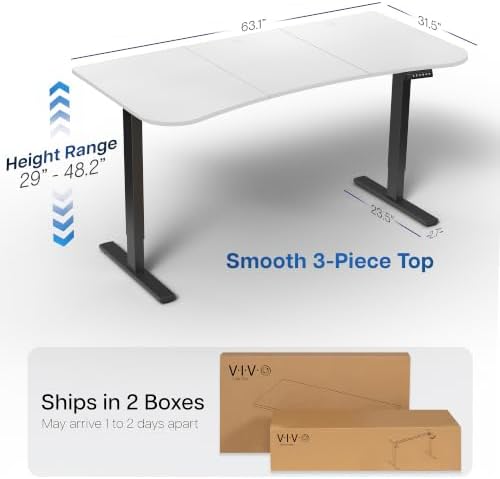 VIVO White 63 x 32 in Standing Desk, DESK-KIT-1B1W - Image 3